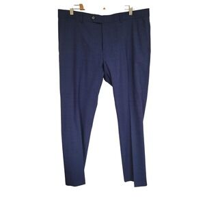 Tommy Hilfiger Mens Dress Pants Stretch Blue Plaid Wool Blend 38x30